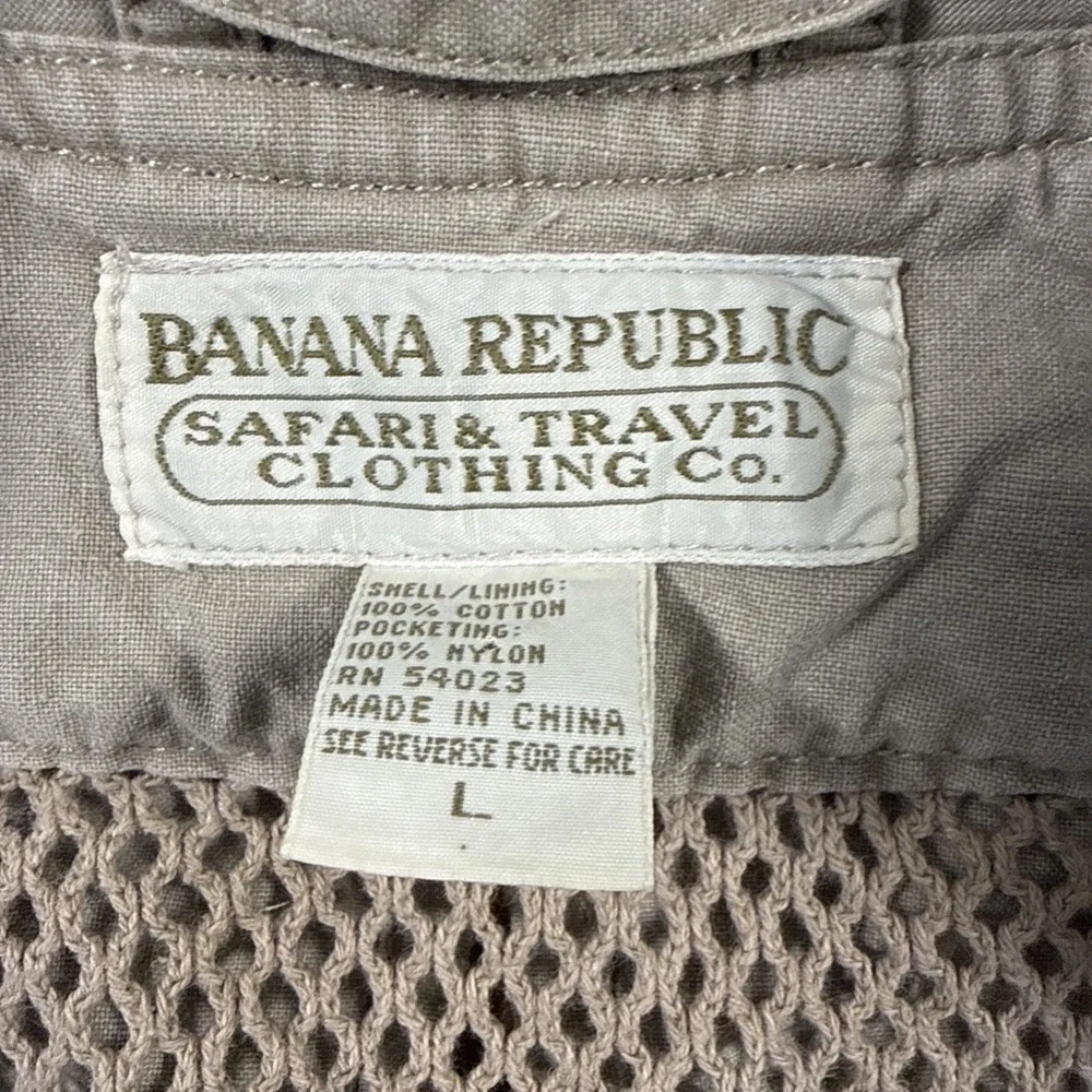 Banana Republic Vintage Utility Safari Hunting Fishing Khaki Vest Size Large‎
